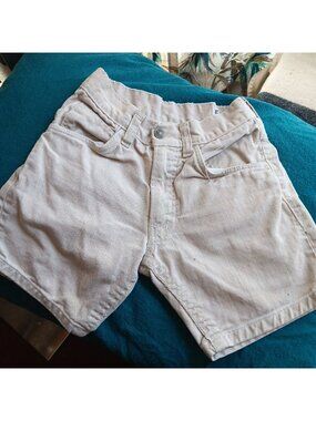 True Vintage Boys 6 Shorts 22W 22" 1970's Farah Cream Raw Denim Made In USA